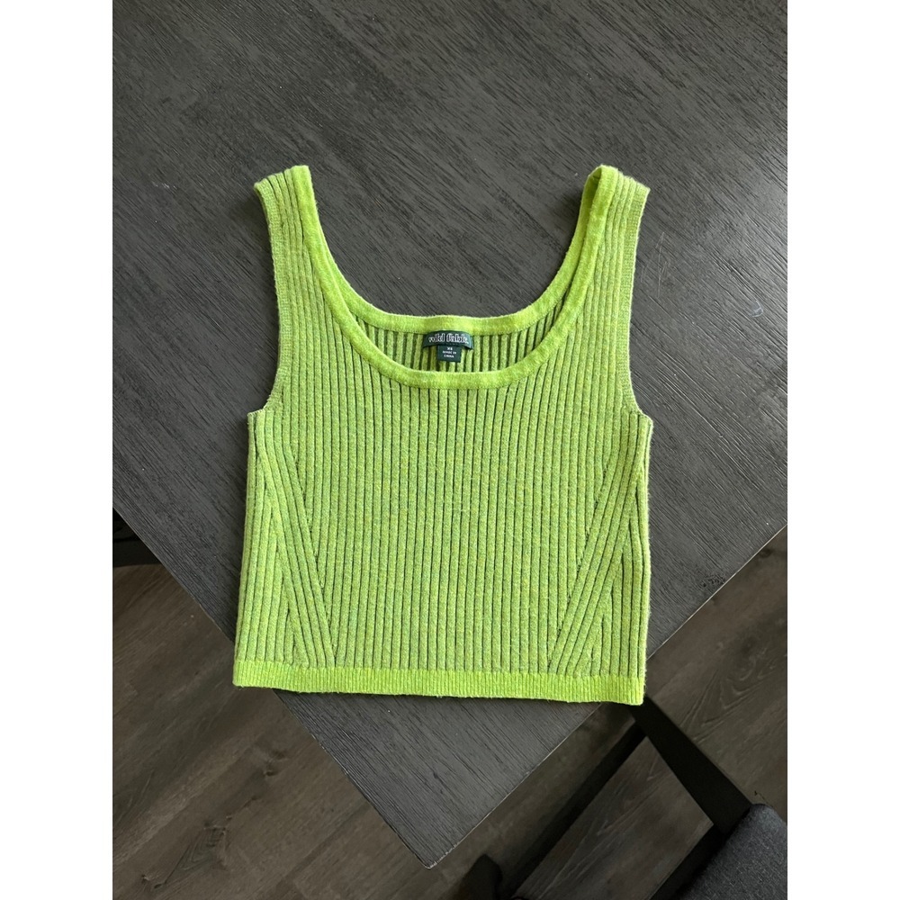 Wild Fable Lime Green Ribbed Knit Crop Sweater Tank‎ Top XS